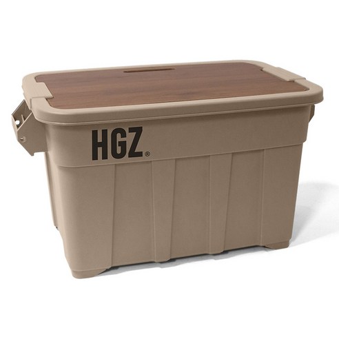 하이그라운즈 캠핑 캐스터 카고 박스 75L + 우드 상판 세트, 딥탄, 1단, 1개