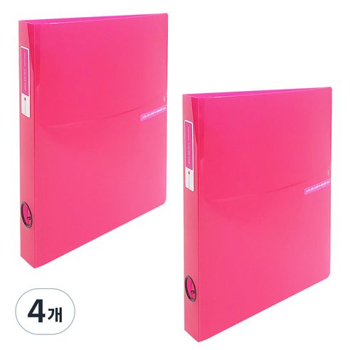 에코청운 투명 칼라칩 D링 바인더 3공 A4 3cm, 분홍, 4개