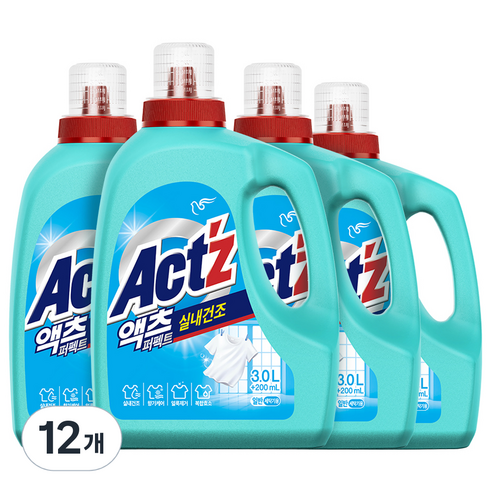 액츠 퍼펙트 실내건조 일반용 액상세제 본품, 3.2L, 12개
