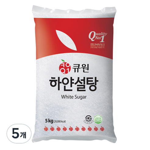 큐원 하얀 설탕, 5kg, 5개