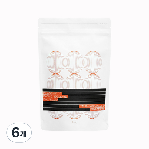 엘카페 이탈리안잡 에스프레소 블렌드 원두, 6개, 200g, 홀빈(분쇄안함)