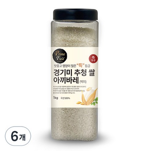 Prime Field 경기 추청 아끼바레 백미 특등급, 1kg, 6개
