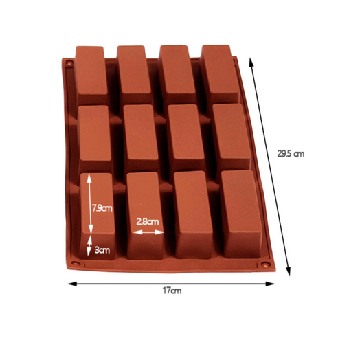 집에서 맛있는 초콜릿 디저트를 만들기 위한 프리미엄 실리콘 두바이초콜릿몰드 직사각 12구