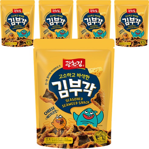 광천김 고소하고 바삭한 김부각 체다치즈맛, 50g, 5개