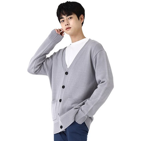 남성용 모던 소프트 니트 가디건, 그레이