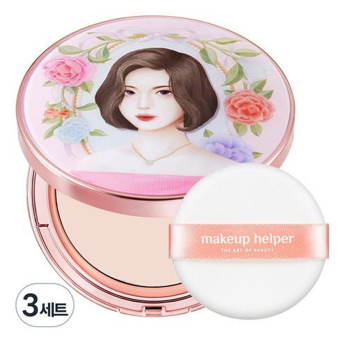 메이크업헬퍼 아트 팩트 오리지널 프로피니쉬 25g + 전용 퍼프 세트, 21호 라이트핑크, 3세트
