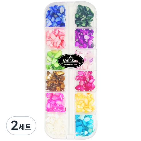 골드루쓰 12타입 네일 글리터세트 컬러미러칩, 자개 조약돌, 2세트