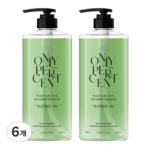 온리퍼센트 티트리 45 두피케어 쿨 지성 샴푸 시트러스 향, 6개, 1000ml