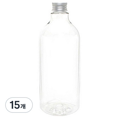 DN1000 투명 음료용기 알루미늄 실버캡, 1L, 15개