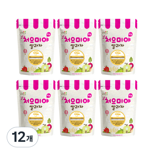 쌀과자마을 처으미야 떡뻥 과자, 배, 12개, 40g
