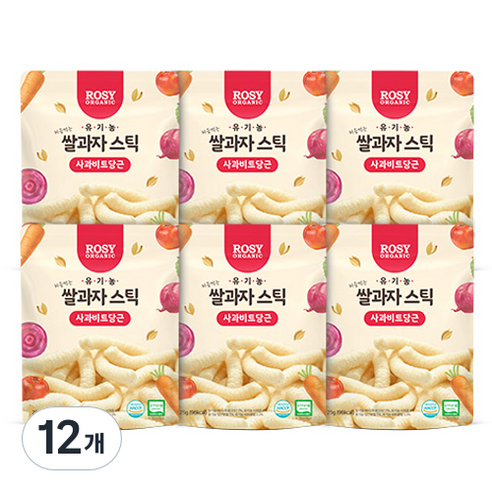 로지오가닉 유기농 쌀과자 스틱, 25g, 12개, 사과비트당근