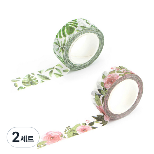 라이프포인트 내츄럴 일러스트 마스킹 테이프 11동백나무 세트, 11동백나무, 21몬스테라, 2세트