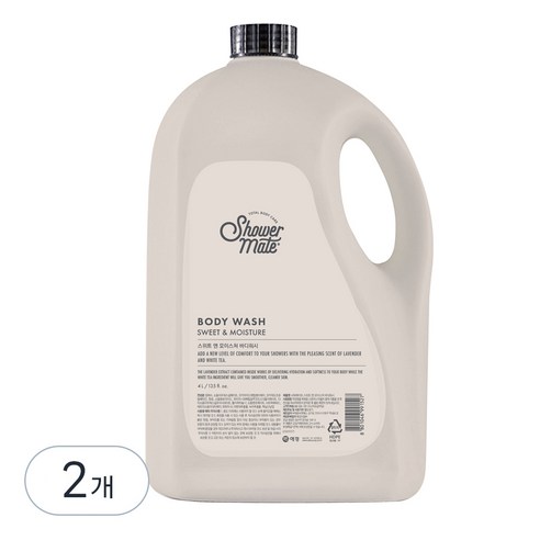 샤워메이트 스위트 앤 모이스처 바디워시, 4000ml, 2개