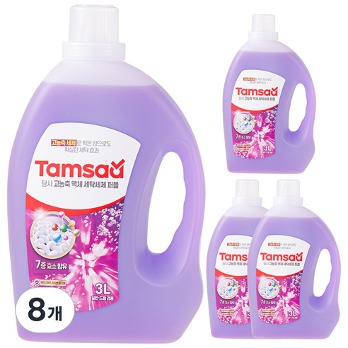 탐사 고농축 액체 세탁 세제 퍼플, 3L, 8개