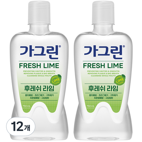 가그린 후레쉬 라임 구강청결제, 750ml, 12개