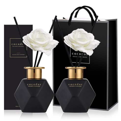 코코도르 블랙골드 에디션 디퓨저 2p + 비누꽃 스틱 2p 세트, 북스토어인더우드, 400ml, 1세트