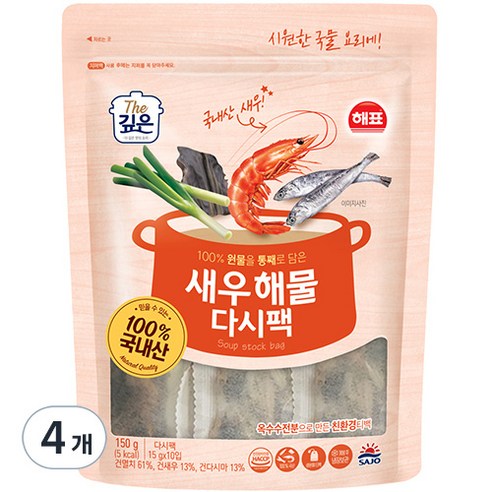 해표 새우 해물 다시팩, 150g, 4개