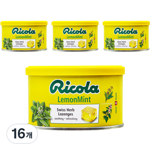 리콜라 스위트 허브 캔디 레몬민트맛, 100g, 16개