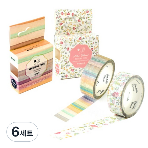 라이프포인트 마스킹 테이프 S1002 세트, S1002, S1020, 6세트