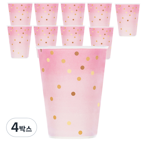 블린 핑크 마블 도트 일회용 종이컵 260ml, 10개입, 4개