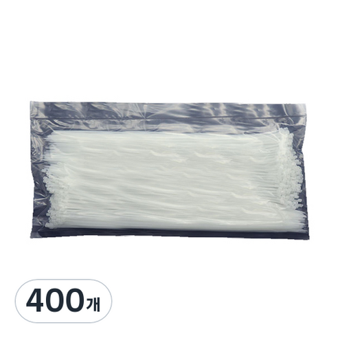 케이블타이 고정 정리 홀더 370mm, 400개, 화이트