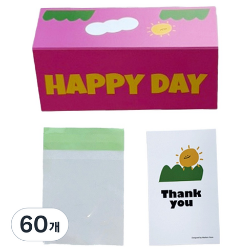 마커스스토어 알록달록 해피데이 헤더택 포장 중, 핑크, 60개
