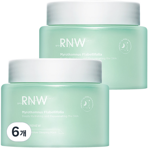 알엔더블유 모이스처 슬리핑 마스크 속건조 보습 수면 팩, 6개, 100ml