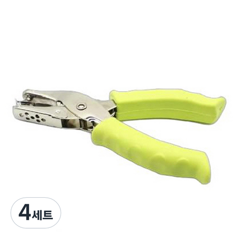 마다꾸미 컬러 핸드 1공 펀치 6mm, 연두, 4세트