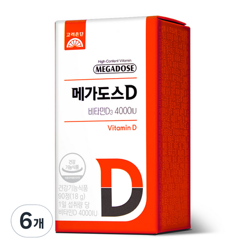 고려은단 메가도스D 비타민D3 4000IU 18g, 90정, 6개