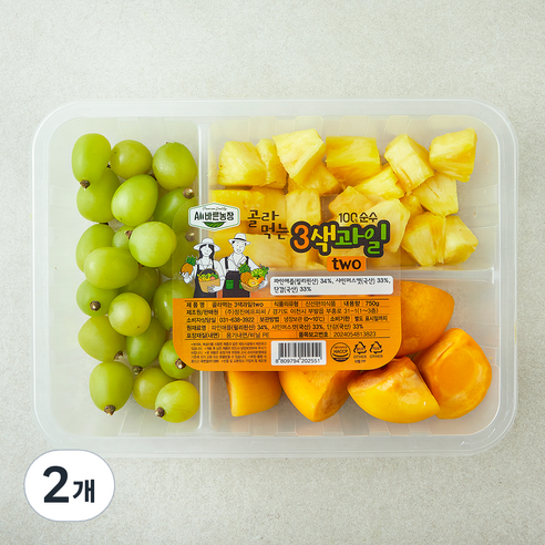 3색과일 two (샤인머스켓 단감 파인애플), 2개, 750g
