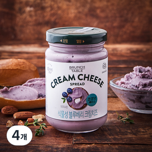 복음자리 식물성 블루베리 크림치즈, 190g, 4개