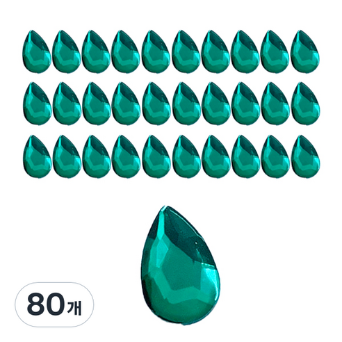 메이브라운 물방울 네일스톤 7 x 10 mm, 그린, 80개