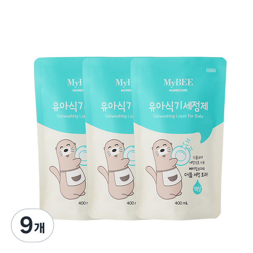 마이비 유아 식기 세정제 액상형 리필, 400ml, 9개