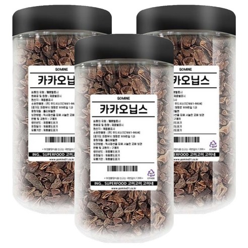 고미네 페루산 카카오닙스 통, 200g, 3개