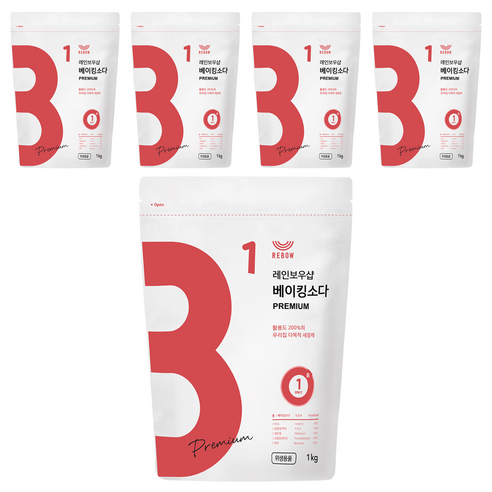 레인보우샵 베이킹소다 프리미엄, 1kg, 5개
