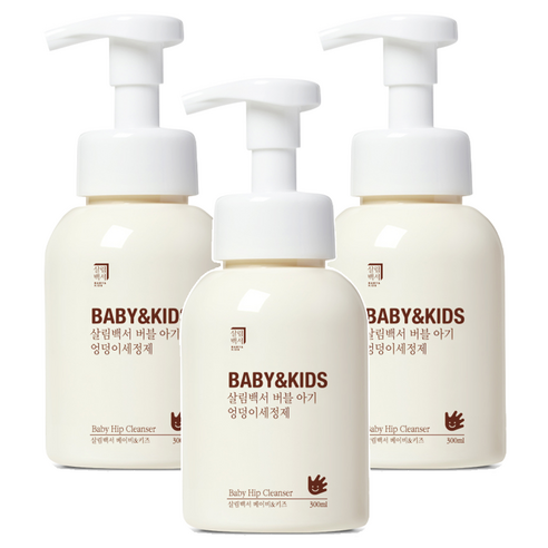 살림백서 베이비 앤 키즈 버블 아기 엉덩이 세정제, 300ml, 3개