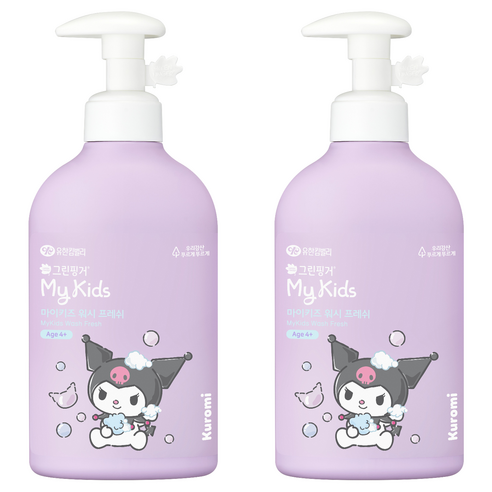 그린핑거 마이키즈 프레쉬 산리오 쿠로미 키즈 바디워시 그린향, 320ml, 2개