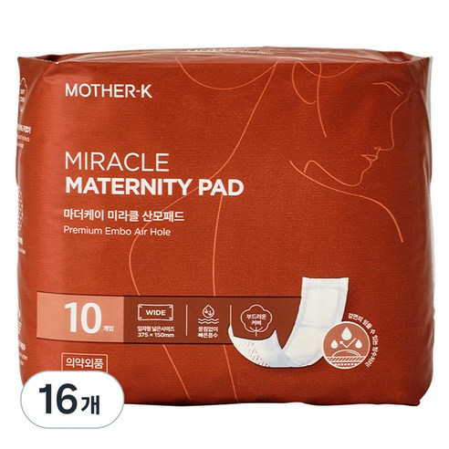 마더케이 여성용 미라클 산모패드, 10매입, 16개