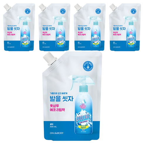 온더바디 코튼풋 발을 씻자 풋샴푸 쿨링 리필, 1개입, 5개, 500ml