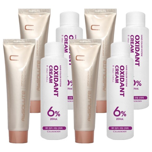 에비뉴쉬에뜨 앱솔루트 컬러링 크림 염색제 120g + 산화제 100ml, 밝은밤색, 4개