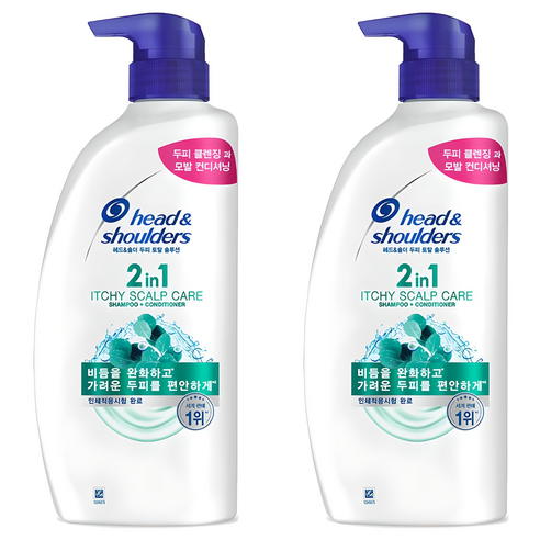 헤드앤숄더 2in1 가려운 두피케어 컨디셔너 겸용 샴푸 상쾌한향, 800ml, 2개
