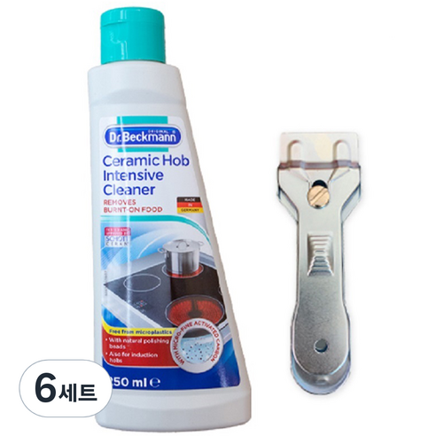 닥터베크만 인덕션 상판 청소 세제 + 스크래퍼 세트, 250ml, 6세트