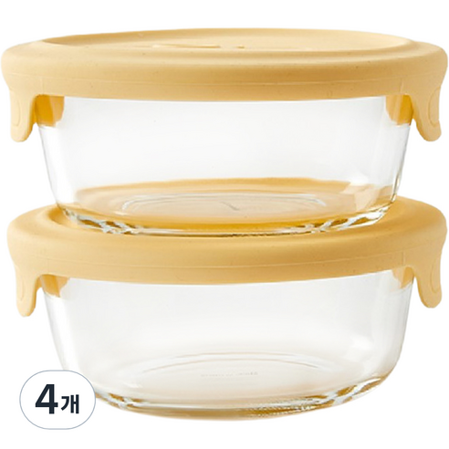 모던하우스 내열유리 실리콘 스팀홀 밥용기, 4개, 350ml