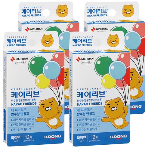 케어리브 카카오프렌즈 방수형 멸균반창고 라이언, 12개입, 4개