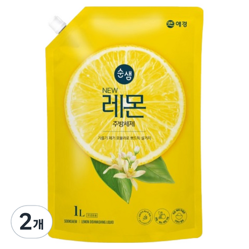 순샘 뉴 레몬 주방세제, 1L, 2개