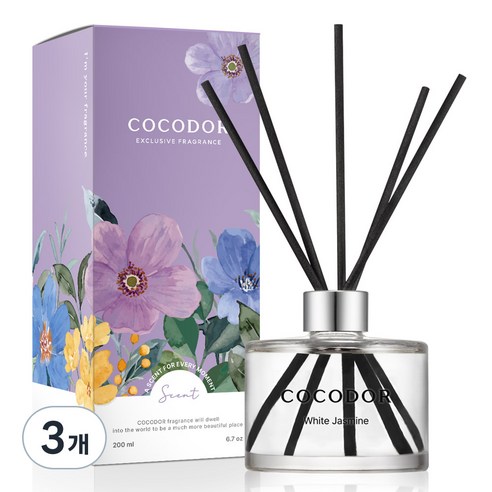 코코도르 퍼퓸 디퓨저, 화이트쟈스민, 200ml, 3개