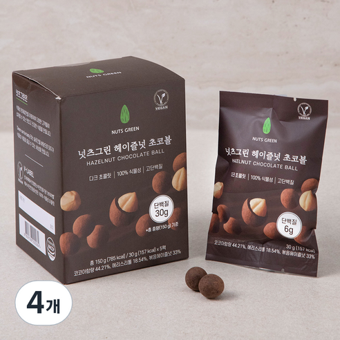 넛츠그린 헤이즐넛 초코볼 5p, 150g, 4개