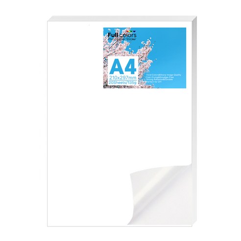 풀컬러즈 고광택 접착 스티커 포토용지 135g, 20매, A4