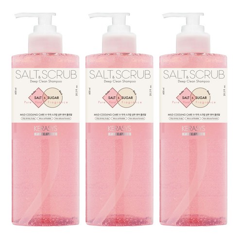 케라시스 두피 스크럽 소금 샴푸 퓨어 플로랄향, 600ml, 3개