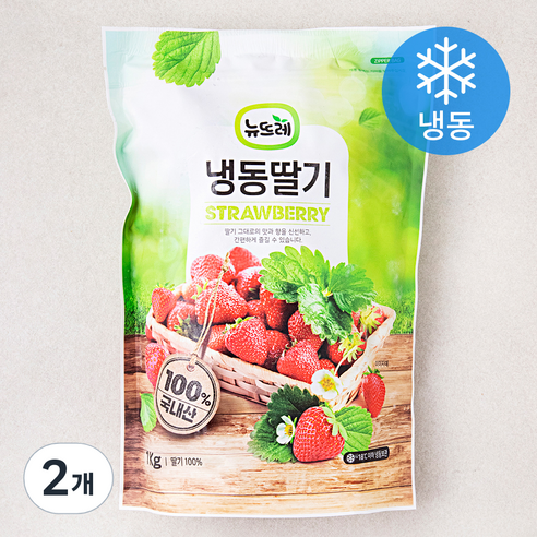 뉴뜨레 국내산 냉동딸기 (냉동), 1kg, 2개